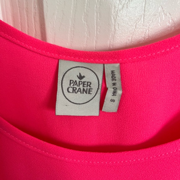 Paper Crane Neon Pink Tank Top, Size Small - Picture 3 of 3